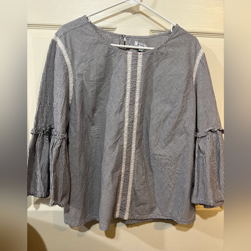 Striped Navy and White Women's Top